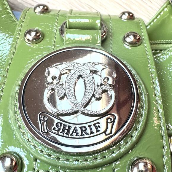 Sharif Green Snake Pattern Satchel Handbag NWT but has Peeling - Picture 4 of 16